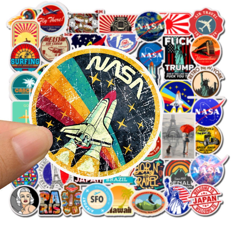 50 pcs Travel Styling Car Stickers for Graffiti Suitcase Luggage Laptop Covers Funny DIY Doodle Skateboard Decal Traveling Trip Auto Sticker