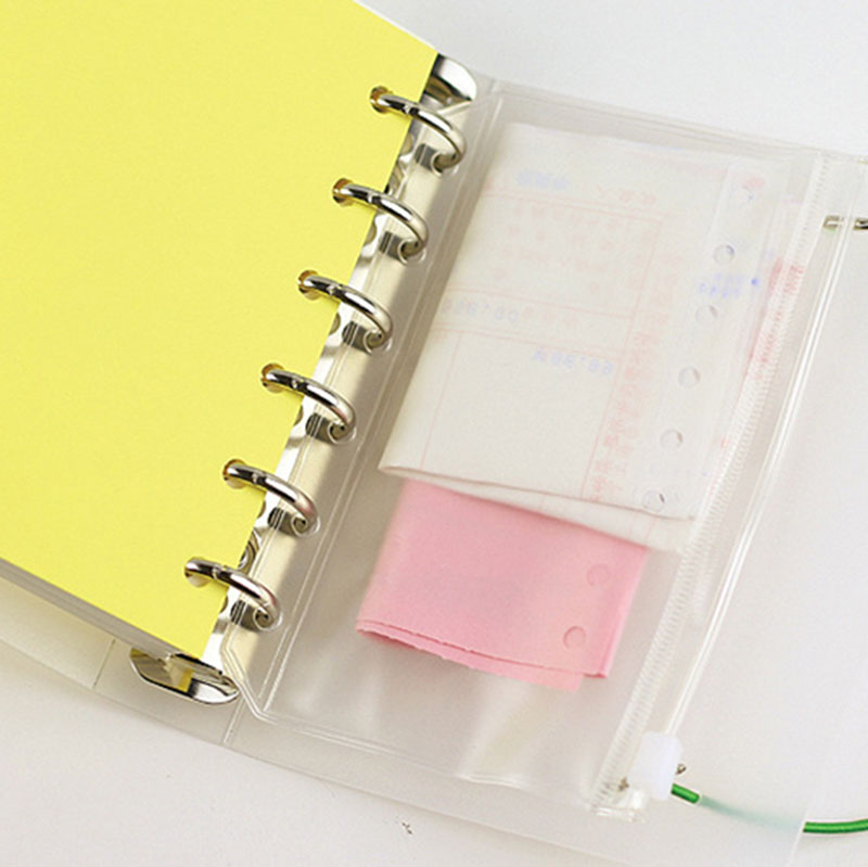 5pcs/lot A5 A6 A7 Files Holder Standard Transparent PVC Loose Leaf Pouch with Self-Styled Zipper Filing Organizer Product Binder