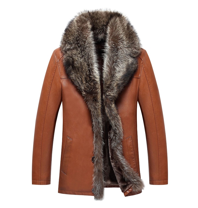 Mens Leather Jacket Winter Fur Coats Raccoon Fur Collar Snow Tops Thicken Warm Outerwear Overcoat Windbreaker Waterproof 2019 Luxury, Deep brown
Mens Leather Jacket Winter Fur Coats Raccoon Fur Collar Snow Tops Thicken Warm Outerwear Overcoat Windbreaker Waterproof 2019 Luxury, Deep brown