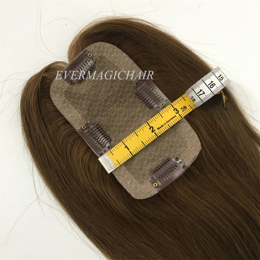 Toupee Hairpiece For Women Brazilian Virgin Hair Straight Human Hair 2.5x5inch Silk Base Clip In Human Hair Extension Brown Color