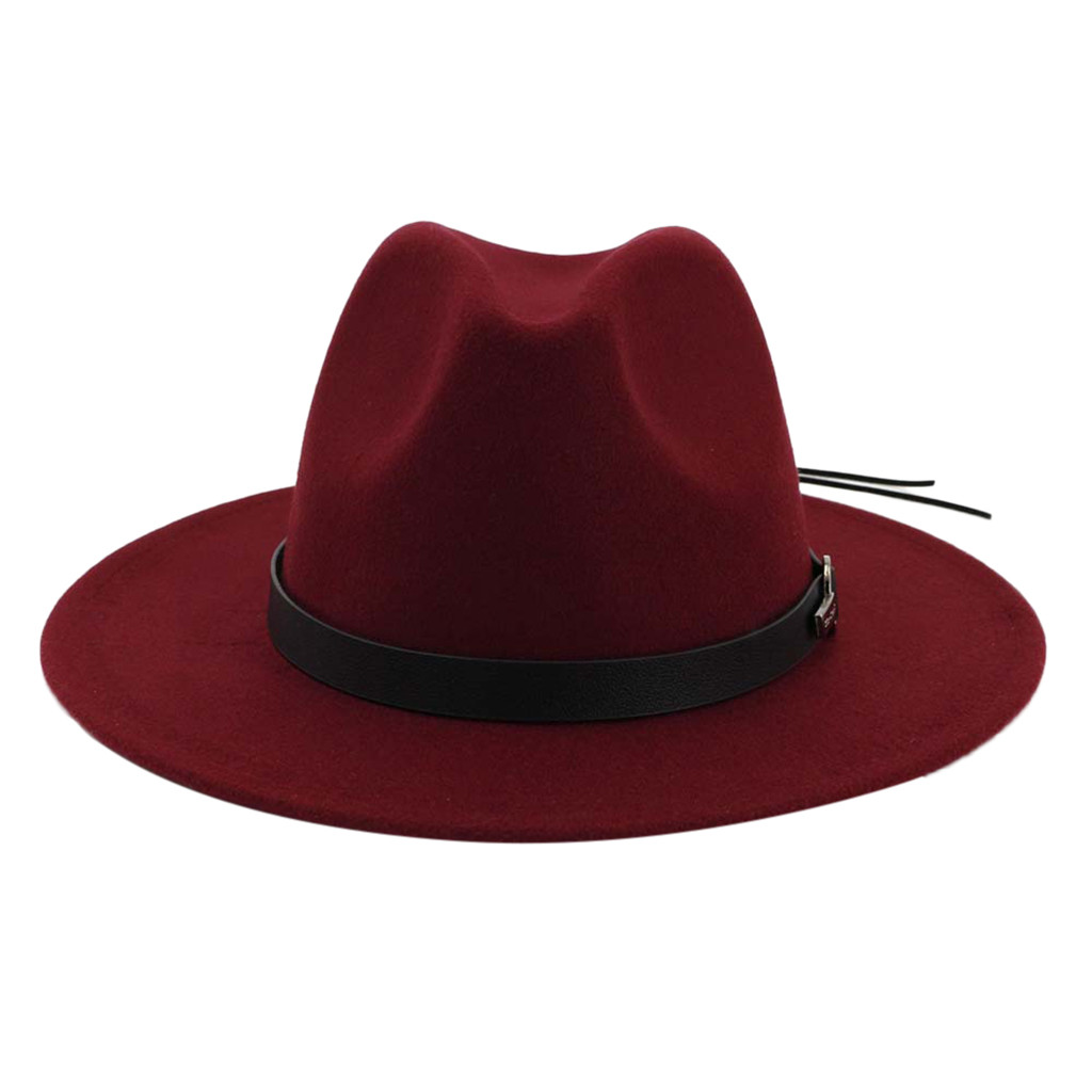 Fascinator Hats Women'S Hat Vintage Wide Brim Hat with Belt Buckle Adjustable Outbacks Hats Soild Sun Free Shipping #D8