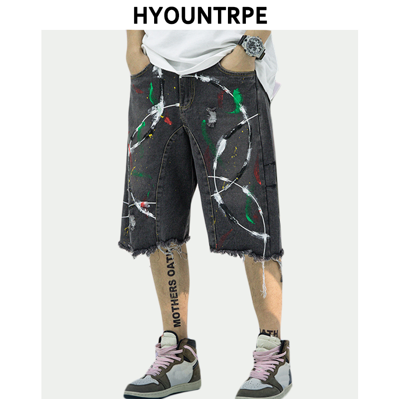 Mens Fashion Graffiti Printed Denim Jeans Shorts New Casual Bottom Destroyed Zipper Jean Shorts Hip Hop Streetwear Short Joggers, Black
Mens Fashion Graffiti Printed Denim Jeans Shorts New Casual Bottom Destroyed Zipper Jean Shorts Hip Hop Streetwear Short Joggers, Black