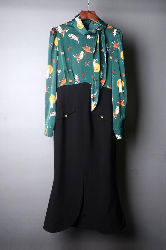 Fashion Runway dress Spring Summer Women' Dress Long sleeve Print Patchwork Package buttocks Mermaid Dresses, 55885 
Fashion Runway dress Spring Summer Women' Dress Long sleeve Print Patchwork Package buttocks Mermaid Dresses, 55885