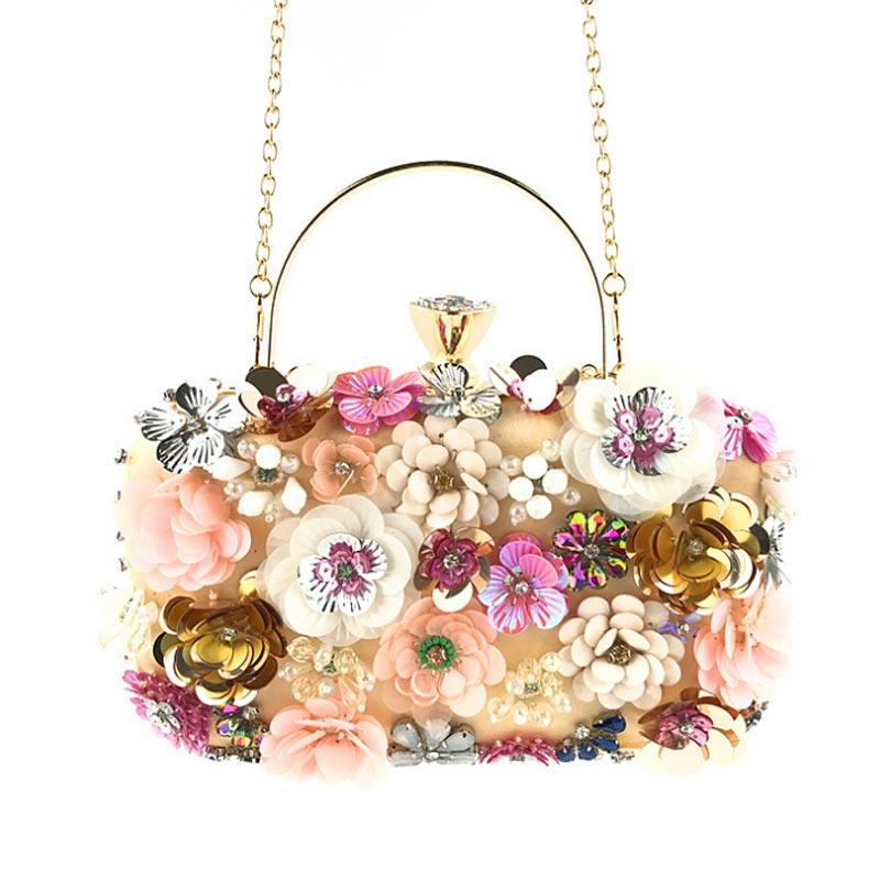 Crossbody Bag Messenger Bag Shoulder Bags Fashion Flower Bead Embroidery Dinner Party Dress Clutch Bag Women Chain Shoulder Free Shipping