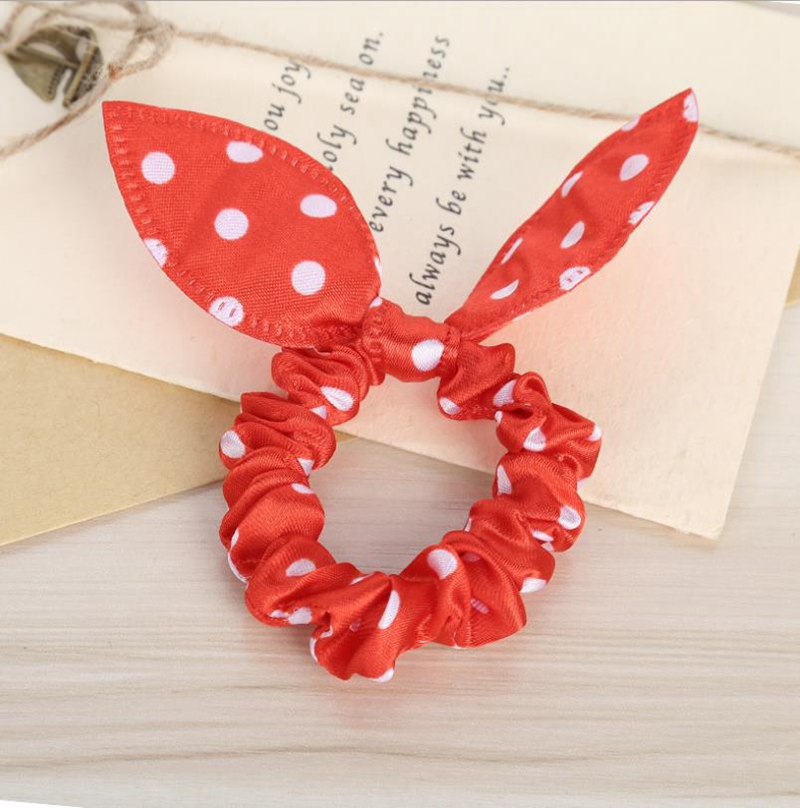 Rabbit Ears Hairband Elastic Hair Bands Polka Dot Ponytail Holders Fashion Women Girls Rubber Bands Scrunchie Hair Accessories 16 Color 4922