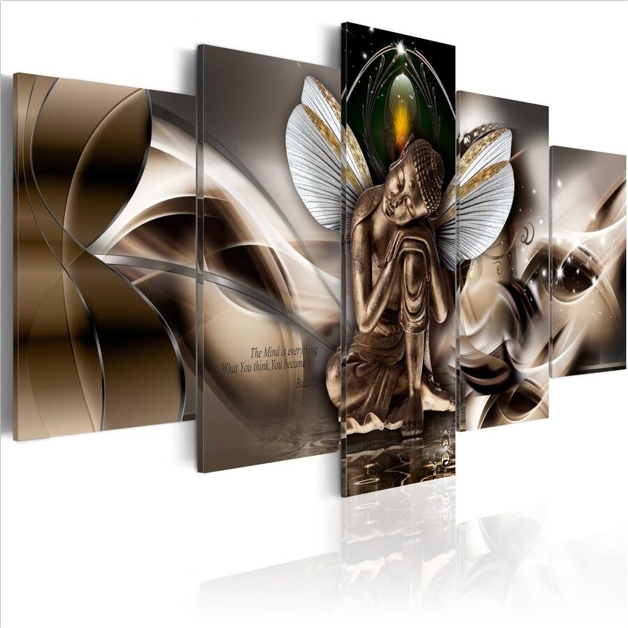 5pcs/set Unframed Modern Colorful Buddha Wall Decor Buddhism Art Oil Painting Print on Canvas Home Decor Canvas Painting Picture