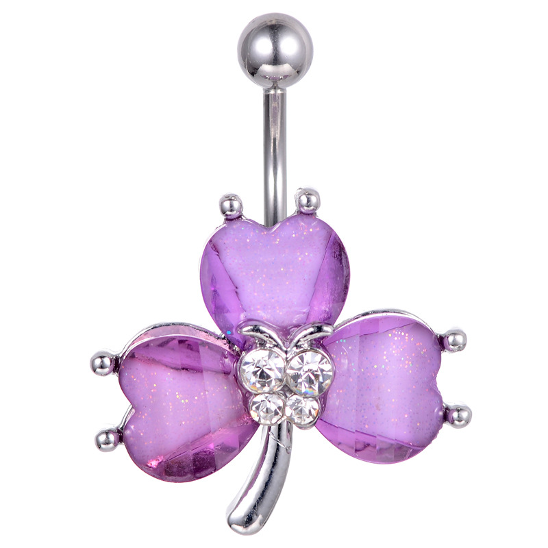YYJFF D0688 Purple Color Leave Belly Navel Stud For Fashion Jewelry Piercing Body