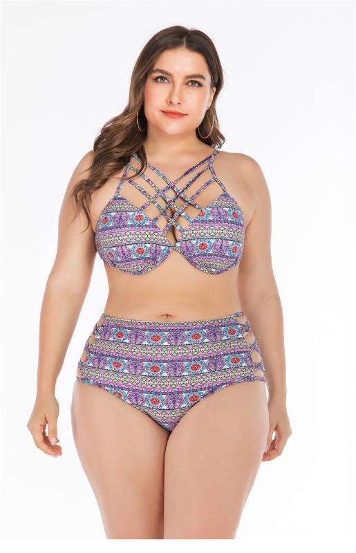 Swimwear women's plus size sexy bikini fashion printing custom fit two-piece swimsuit, Lavender
Swimwear women's plus size sexy bikini fashion printing custom fit two-piece swimsuit, Lavender