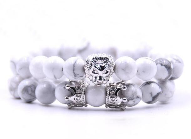 2PCS/set bead Charm bracelet buddha bracelets paracord natural stone lion bracelet men pulseras hombre bracciali uomo mens braceletsWL1118