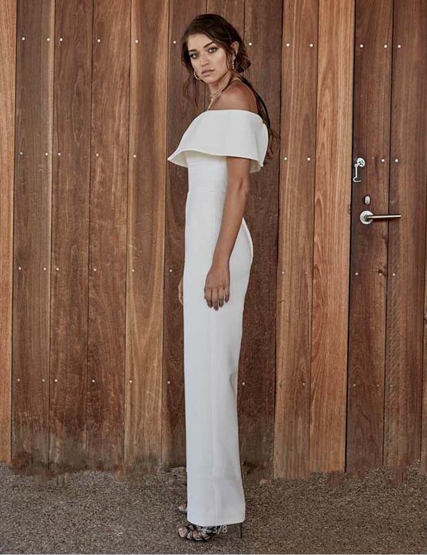 Bohemian Country 2020 Jumpsuits Wedding Dresses Off The Shoulder Satin Boho Bridal Gowns Cheap Custom Made Wedding Dress