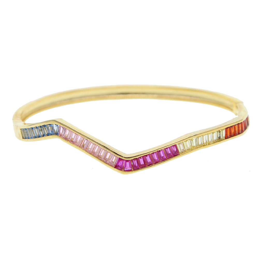 wave band cuff bangle bracelet fashion luxury bezel baguette cubic zirconia sparking bling high quality fashion women jewelry