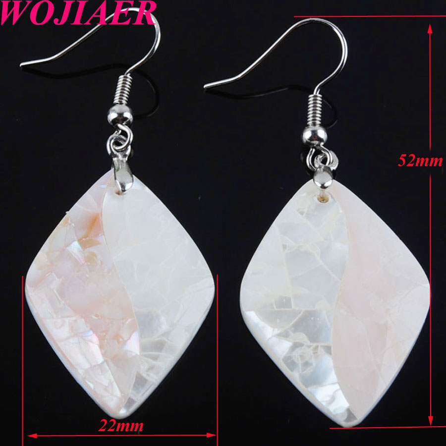 WOJIAER Double Color Drop Earrings For Women Water Dangle Earring Drops Statement Natural Abalone Shell Pearl Beads Jewelry BV904