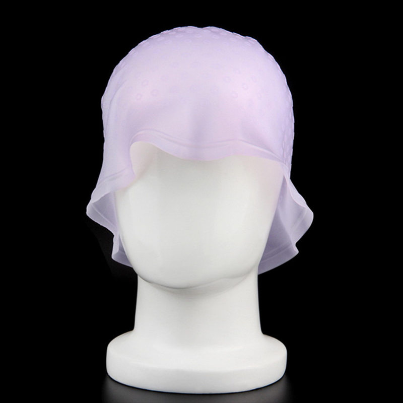 Professional Silicone Reusable Colouring Highlighting Dye Frosting Tipping With Needle Transparent Hair Dyeing Cap Tool Gorro Para Tenir El Cabello Co