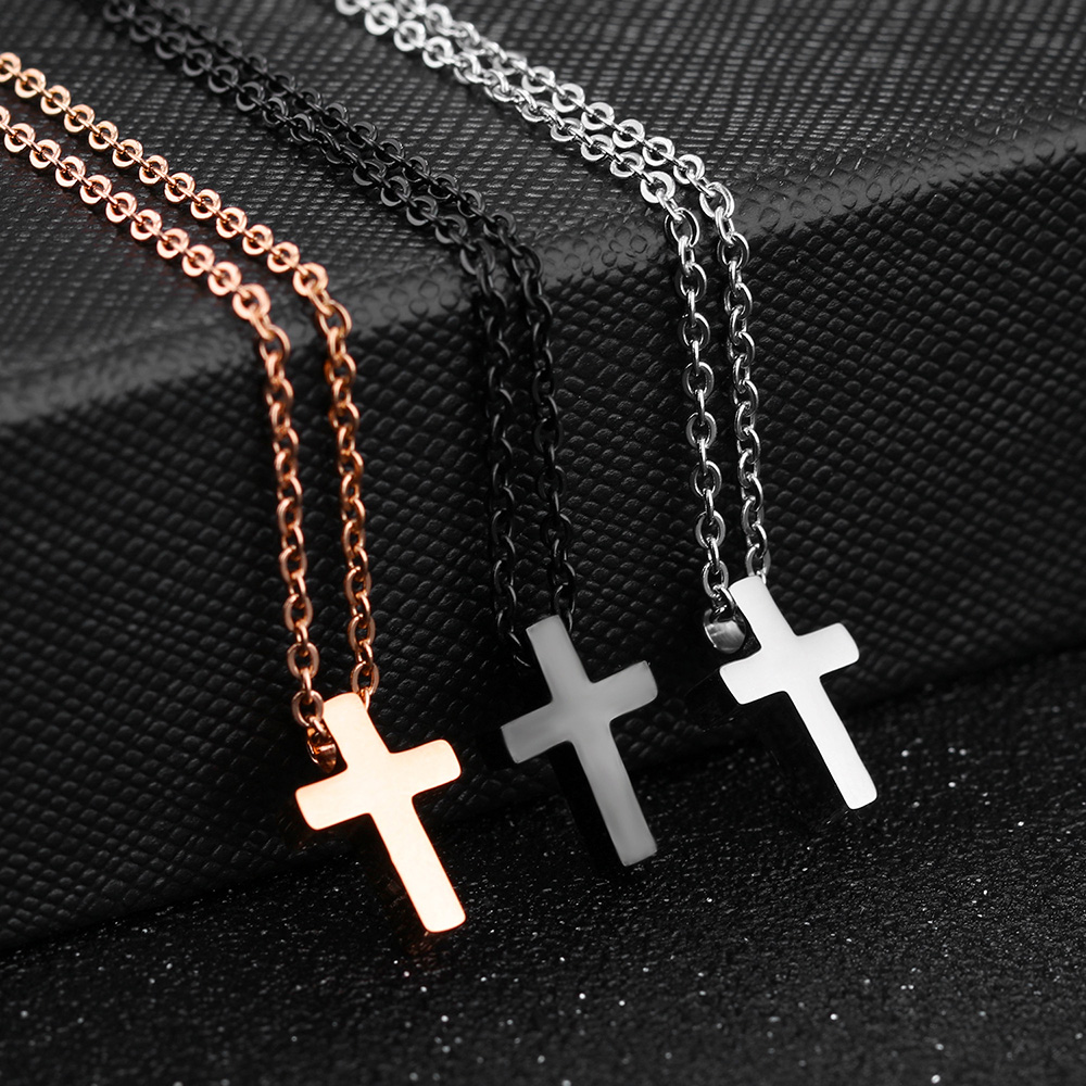 Charm Mini Cross Pendant Necklace 18K Gold Plated Classic Necklace Religious Jewelry