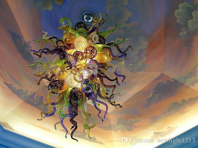 Vintage Chandelier Ceiling Multicolor Art Decor Murano LED Light Source 100% Hand Blown glass Chandeliers