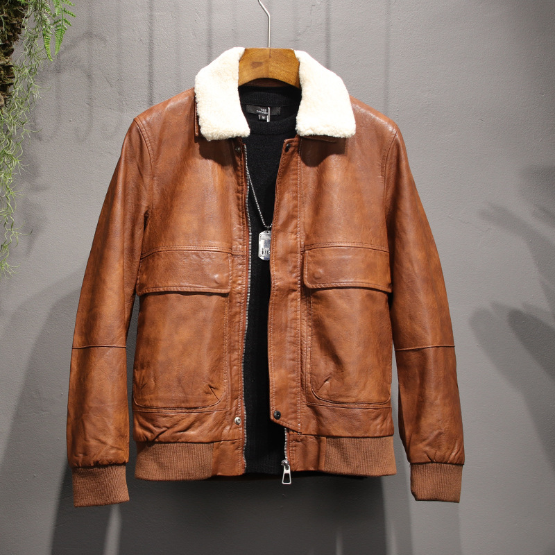 Men Winter Autumn New leather Clothing Jacket Punk Faux fur coat fur Casual Thick locomotive Bomber pocket Moto Fashion Fit Top, Black
Men Winter Autumn New leather Clothing Jacket Punk Faux fur coat fur Casual Thick locomotive Bomber pocket Moto Fashion Fit Top, Black