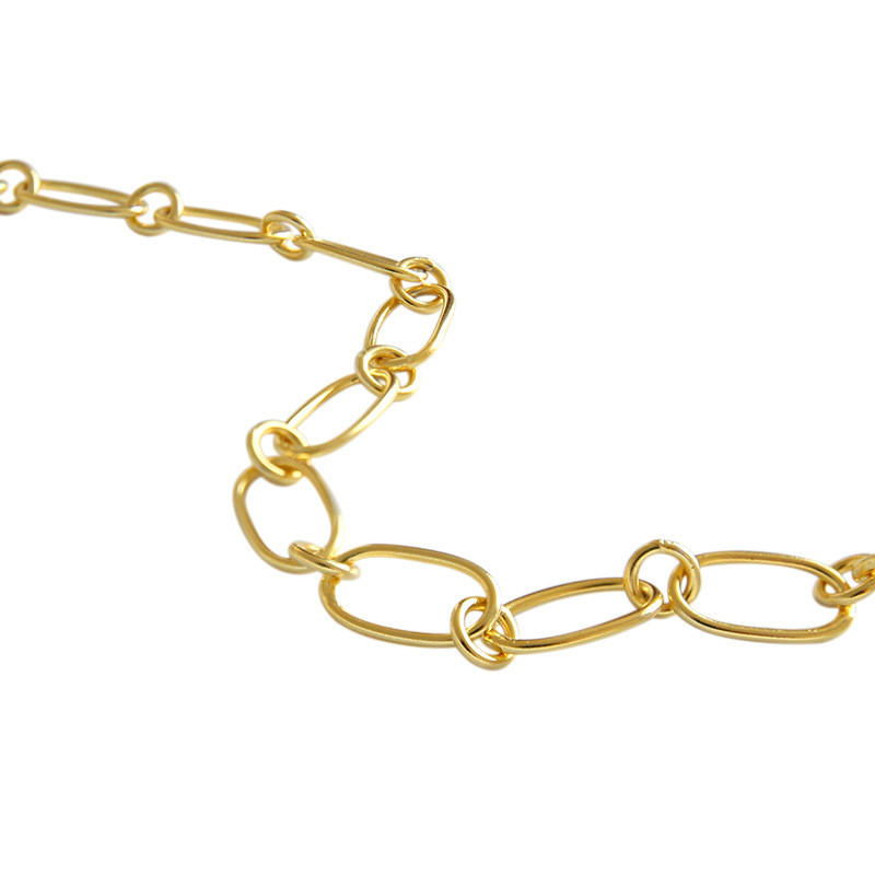 Authentic 925 Sterling Silver Irregular Circle Link Chain Choker Necklaces For Women Fashion Simple Knot Collar Jewelry