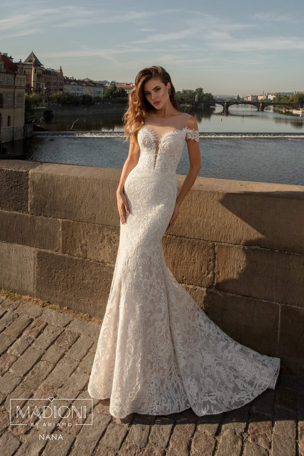 Sexy Mermaid Wedding Dresses Boho Sweep Train Sheer Jewel Neck Lace Applique Beach Wedding Dress 2020 Trumpet Robes De Mariée