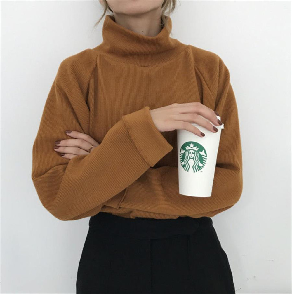 Women Sweater White Black Casual Turtleneck Sweater Spring Autumn Knit Sweater Women Pullover Plus Size jumper sweter mujer 30 LY191217