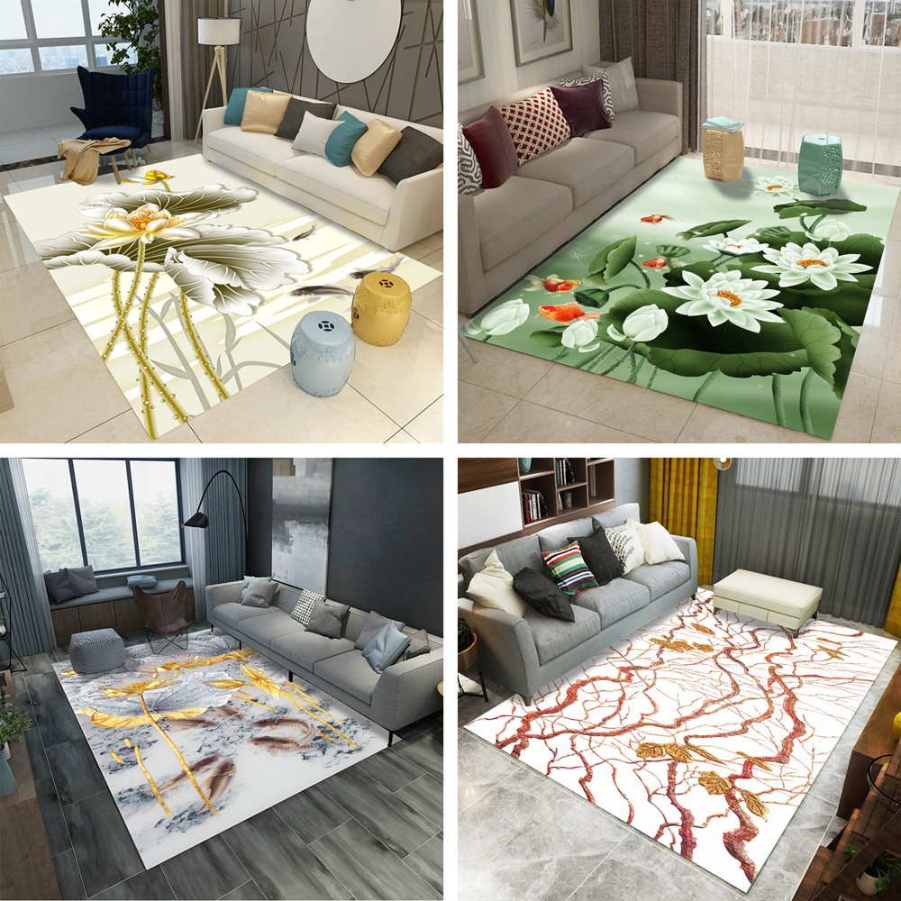 3D Carpets 2000mm x 3000mm Rectangular Rugs Living Room Lotus Flower Rug Sofa Coffee Table Mat Bedroom Yoga Pad Study Door Mat