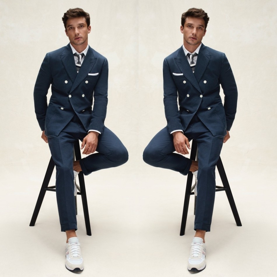 Double Breasted Men Tuxedos Groom Wedding Suits Slim Fit Mens Suit 2 Pieces Coat Pants (jacket+Pants)