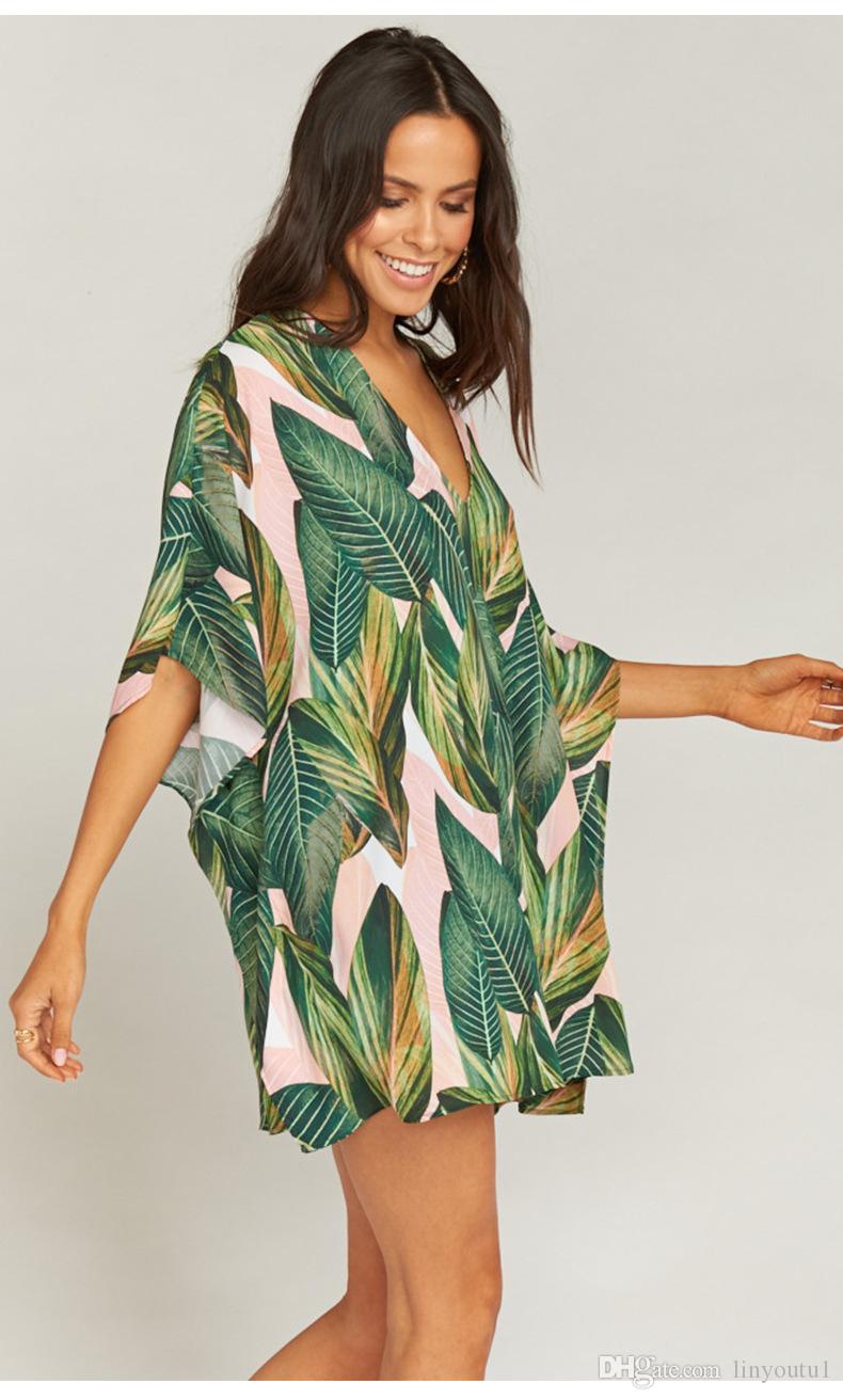 hot sale Hot Summer Women's Casual Blouse Shirt Chiffon Print V-Neck Half Sleeve Lady's Top Fashion Women Loose Blusas