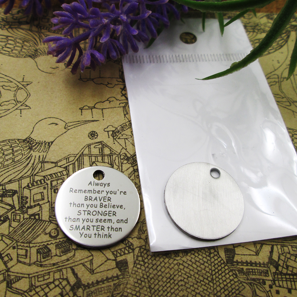 40pcs--"Always Remember you're braver"stainless steel charms more style for choosing DIY Charms pendants for necklace
40pcs--"Always Remember you're braver"stainless steel charms more style for choosing DIY Charms pendants for necklace