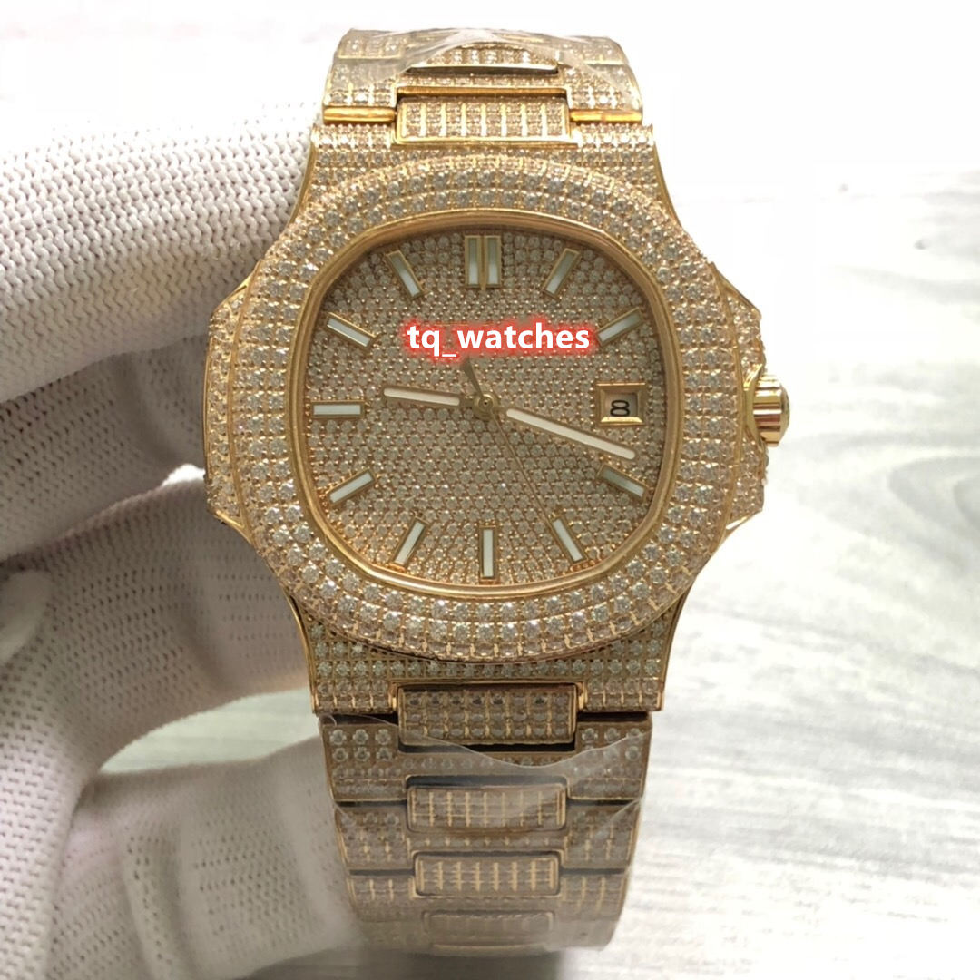 New Men's Ice Diamond Wristwatch Gold Stainless Steel Case Strap Watch Diamond Face Automatic Mechanical Watches
New Men's Ice Diamond Wristwatch Gold Stainless Steel Case Strap Watch Diamond Face Automatic Mechanical Watches