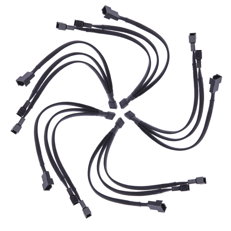 12V 30CM 3Pin Fan PWM 1 to 3 Way Power Supply Extension Cable Y Splitter Port Multiplier PC Computer Cooling 22AWG Wire Accessory