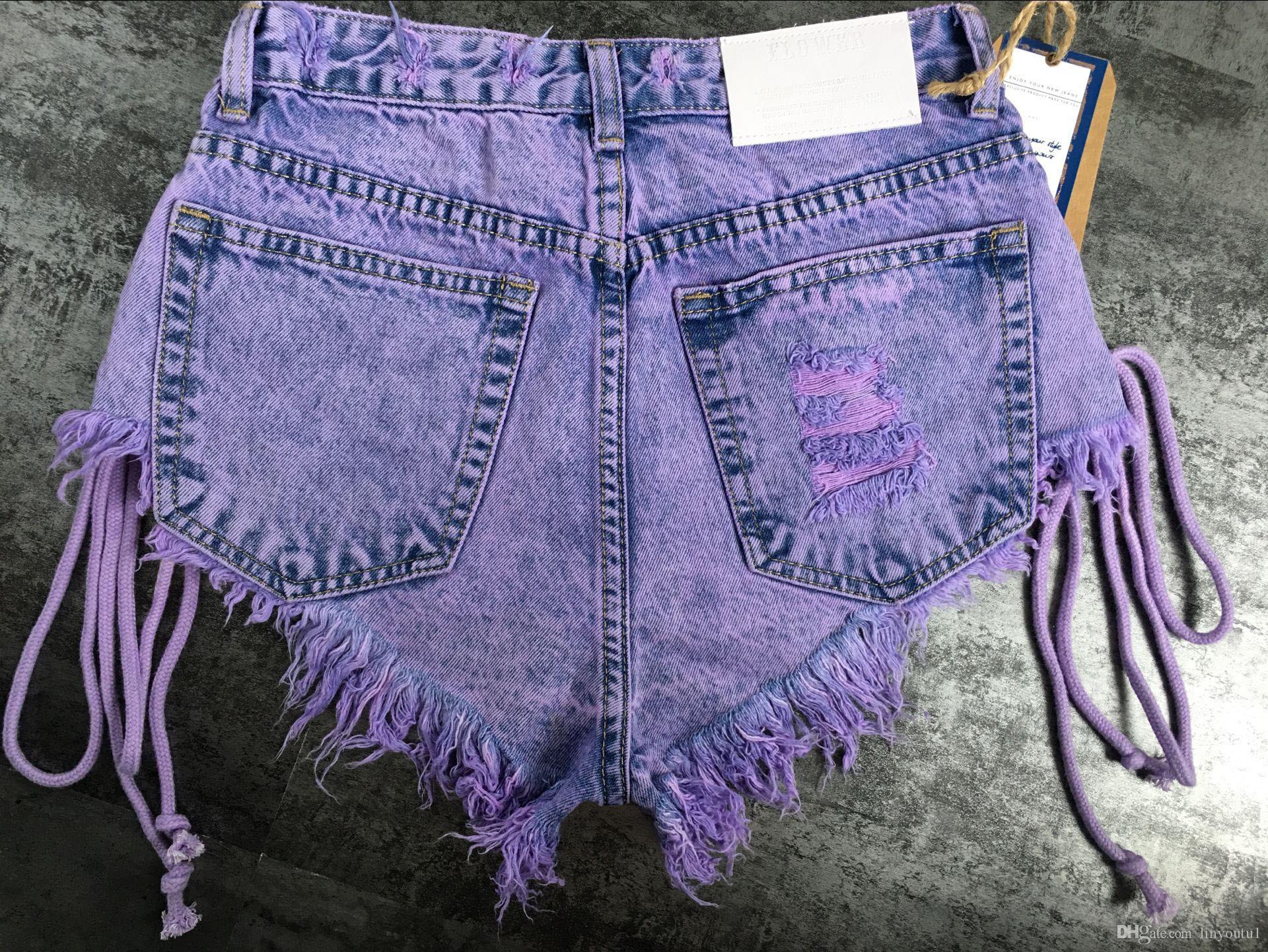 2020 women jeans Highwaisted Mini Jeans Shorts Women Both Side Tie Mini Short Sexy Denim Shorts Jeans