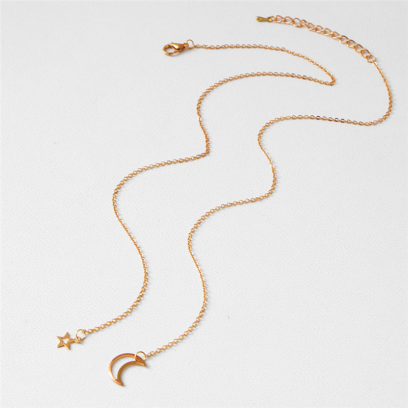 Star Moon Pendant Necklace Jewelry for Women Girls Gold Silver Fashion Trends Brand Charms Lobster Clasp Link Chain Choker Necklaces