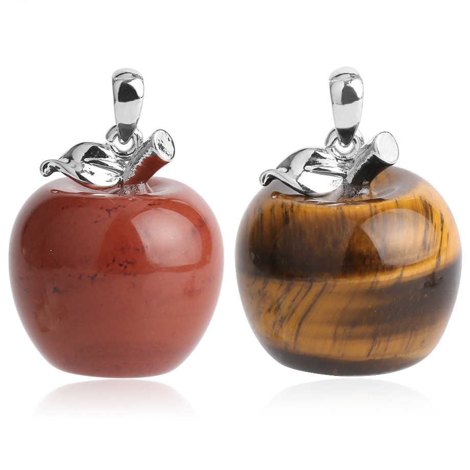 Suspension Apple Natural Stone Pendant Crystal Pendants Quartz Bead Necklaces Fashion Jewelry for Female Women Gift