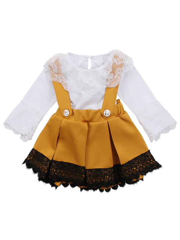 Baby Girls Clothes Set Rompers + Bow Suspender Skirt 2 PCS Lace Boutique Ins Autumn Long Sleeve Romper, As photo
Baby Girls Clothes Set Rompers + Bow Suspender Skirt 2 PCS Lace Boutique Ins Autumn Long Sleeve Romper, As photo