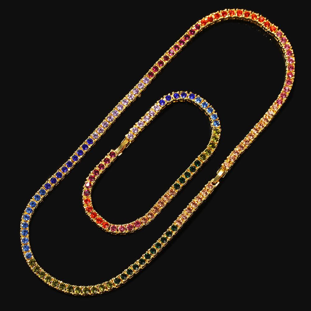 New fashion personalized Gold Bling Colorful Diamond Tennis Chains Bracelets Mens Hiphop Jewelry for Men Women Christmas Gifts for Lovers