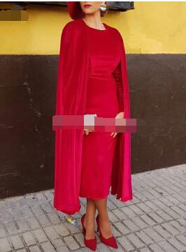 Robe Cocktail Red Gown Cape Cloak Long Sleeves Velvet Red Evening Dress Short 2020, Same as picture
Robe Cocktail Red Gown Cape Cloak Long Sleeves Velvet Red Evening Dress Short 2020, Same as picture