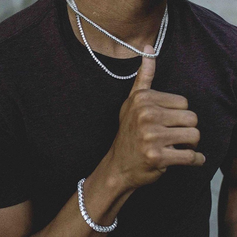 Vecalon Tennis Bracelet 8mm Diamond White Yellow gold filled wedding Bracelets for women men Hiphop Party Jewelry Gift