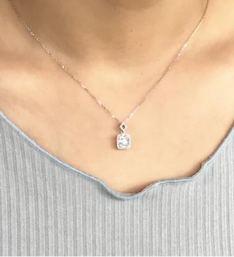 Vecalon Charming pendant Real 925 Sterling silver T shape 5A zircon Wedding Pendants with necklace for Women Party Jewelry