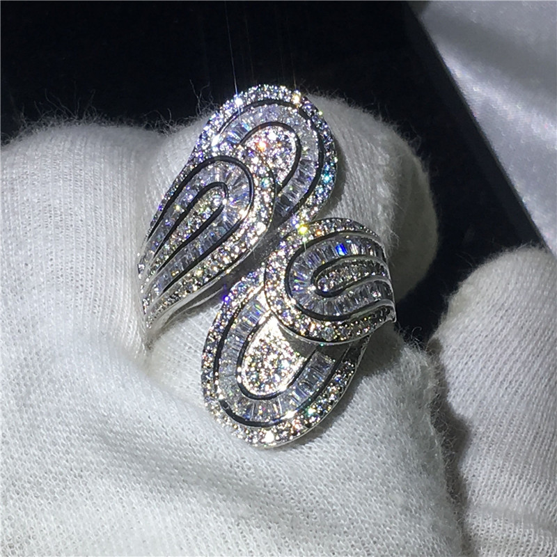 choucong Unique Big Flower Ring Diamond Cz 925 Sterling Silver Engagement Wedding Band Rings for women men Finger Jewelry