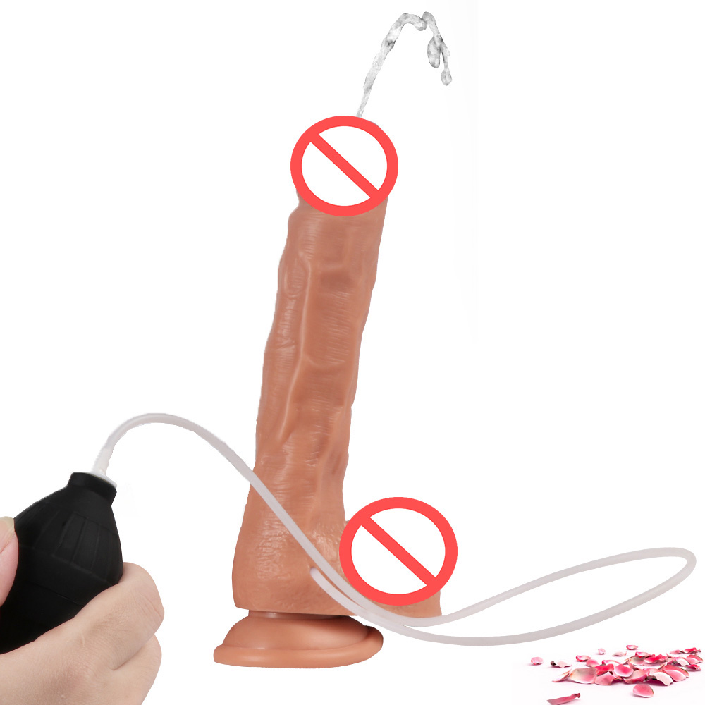 Vaporiser l'eau douce réaliste Dildo Ventouse Simulation éjaculer Dildo artificielle pénis Vibrant godes pour femmes Sex Toys