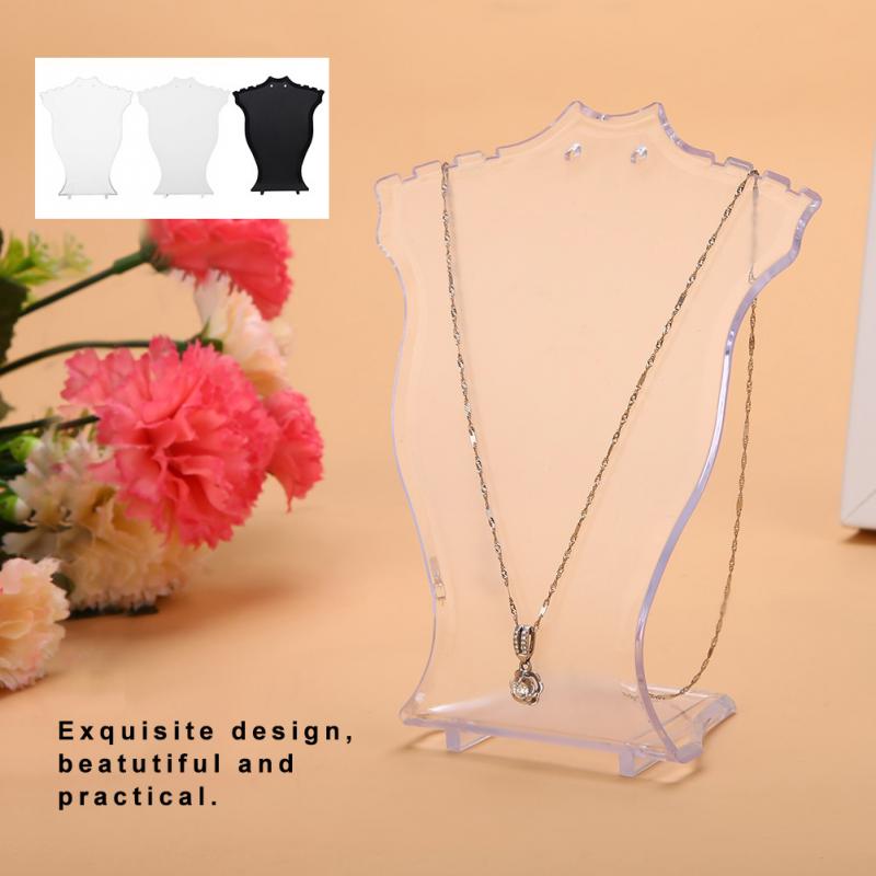 Jewelry Display Stand Pendant Necklace Chain Holder Earring Bust Display Stand Showcase Rack Black White Transparent