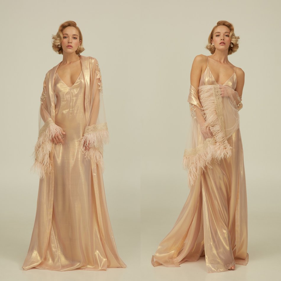 Sexy Wedding Robes Gown Set 2 For Women V Neck Tulle Trimmed Custom Long Sleeve Lingerie Bridal Sleepwear Nightgown Bathrobes