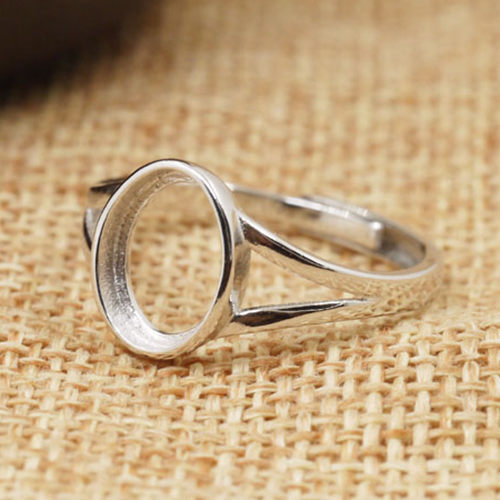 925 Sterling Silver Women Engagement Wedding Ring 8x10mm Oval Cabochon Semi Mount Ring fit Amber Agate Garnet Turquoise Setting Wholesale