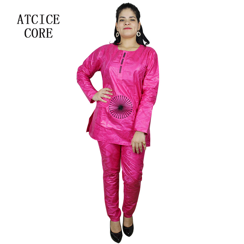 Ethnic Clothing African Dresses For Women Fashion Design Cotton Basin Riche Embroidery Top With Pants