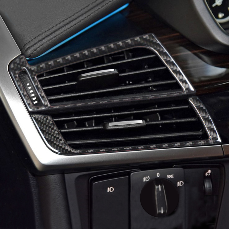 Carbon fiber For BMW X5 F15 E70 X6 F16 E71 Car styling Interior Dashboard Side Air Vent Outlet Cover Trim stickers auto Accessories