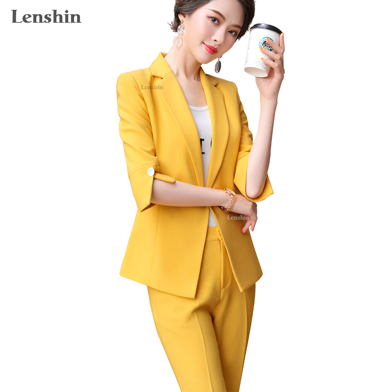 Lenshin 2 Piece Set Half Sleeve Candy Color Pant Suit Summer Wear Office Lady Fashion Designs Women Blazer Calf-Length Pant, 2 piece seagreensuit
Lenshin 2 Piece Set Half Sleeve Candy Color Pant Suit Summer Wear Office Lady Fashion Designs Women Blazer Calf-Length Pant, 2 piece seagreensuit