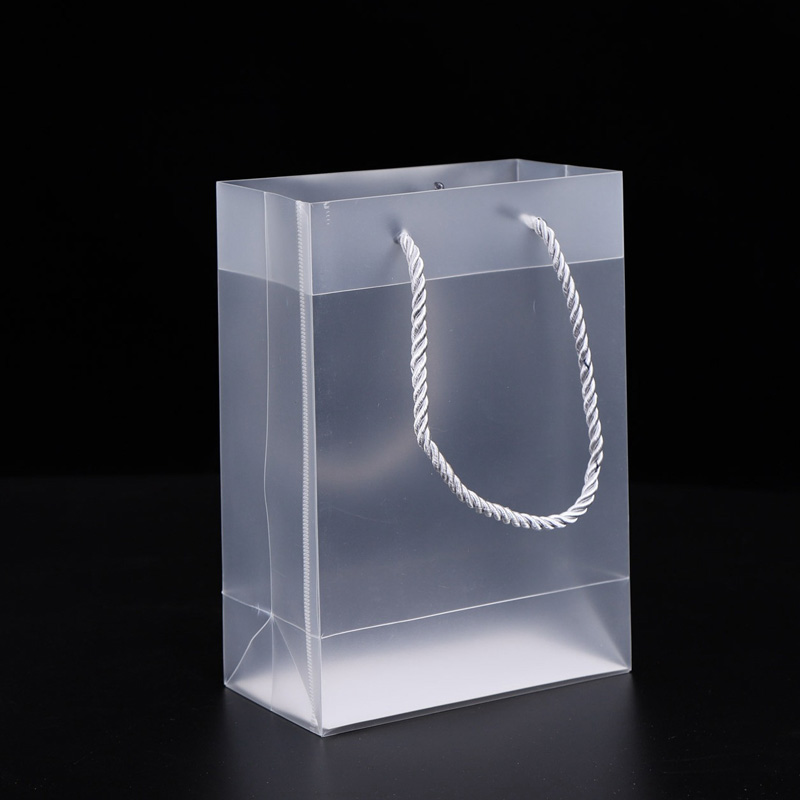 8 Size Frosted PVC plastic gift bags with handles waterproof transparent PVC bag clear handbag party favors bag custom logo LX1383