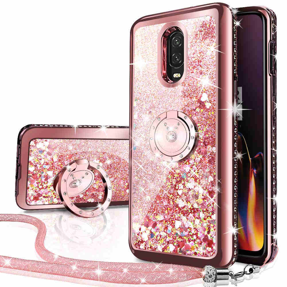 OnePlus 6T Case,Bling Diamond Rhinestone Moving Liquid Holographic Sparkle Glitter Cases with Kickstand Cover for Girls Women, Rose gold
OnePlus 6T Case,Bling Diamond Rhinestone Moving Liquid Holographic Sparkle Glitter Cases with Kickstand Cover for Girls Women, Rose gold