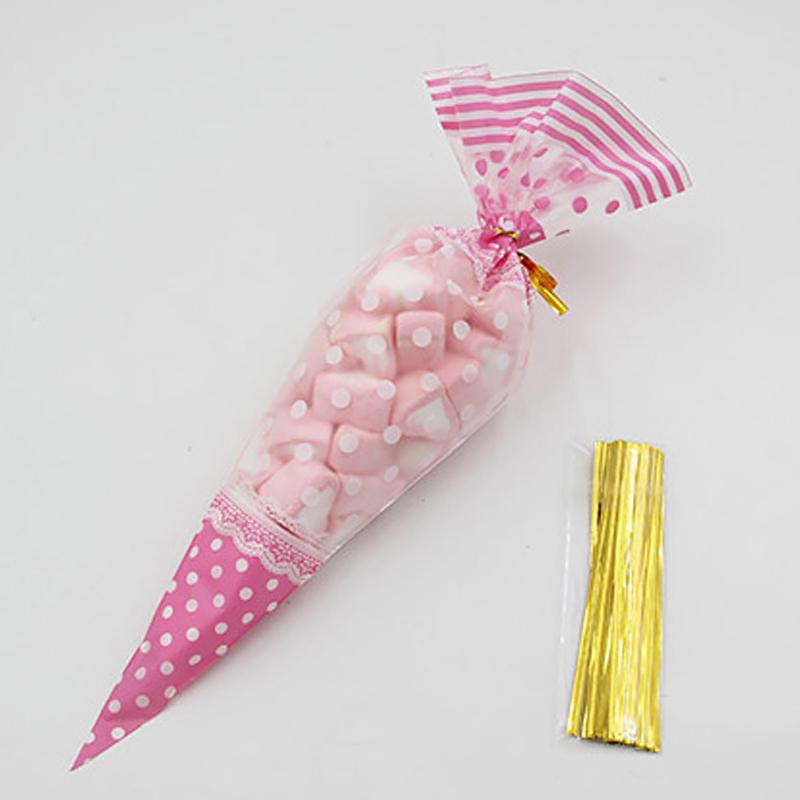 50pcs Cookie Cute Triangle Wedding Supplies Shopping Party Favor Home Gift Package Clear Kids Birthday Candy Bag Cone