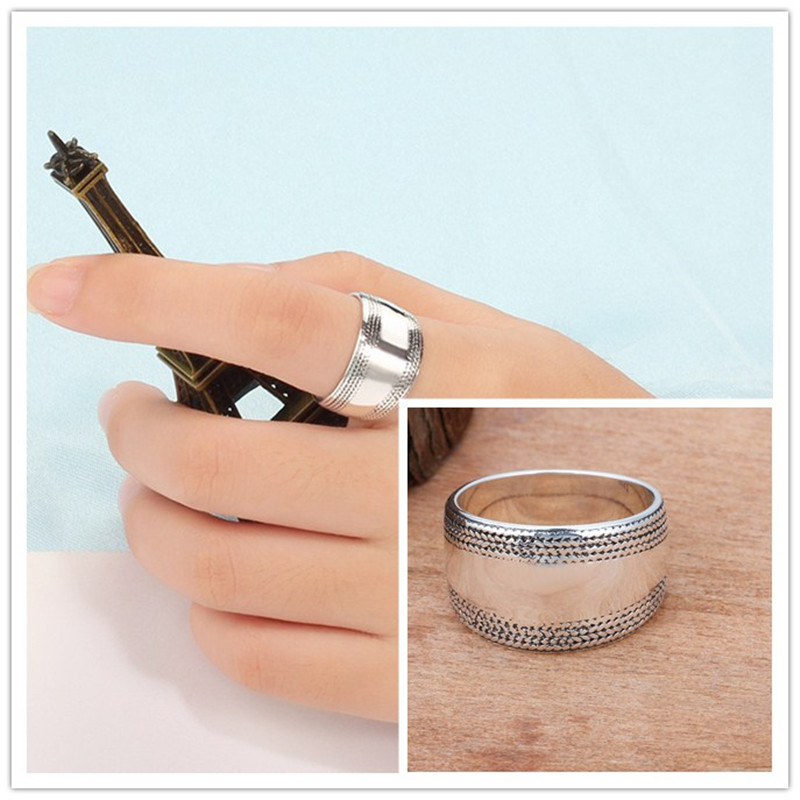 100% 925 Sterling Silver Rings for Women Vintage Silver Wide Wedding Bands Edge Wave Lace Braided Rings Size 6 7 8