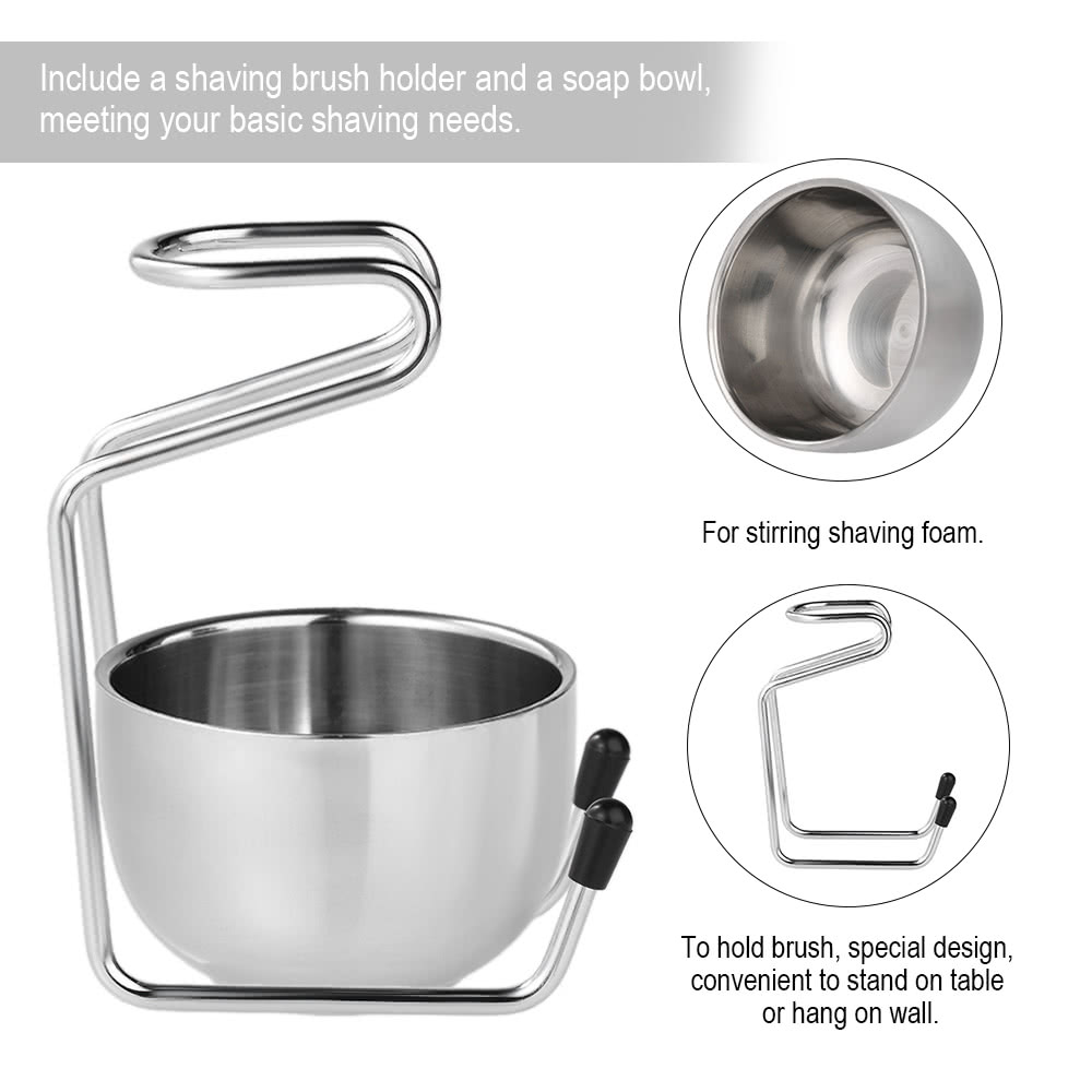 Men's Beard Shaving Mug Bowl Brush Stand Holder StainlessSteel Hair Moustache Facial Cleaning Soap bowl Cup For Barber Salon Home